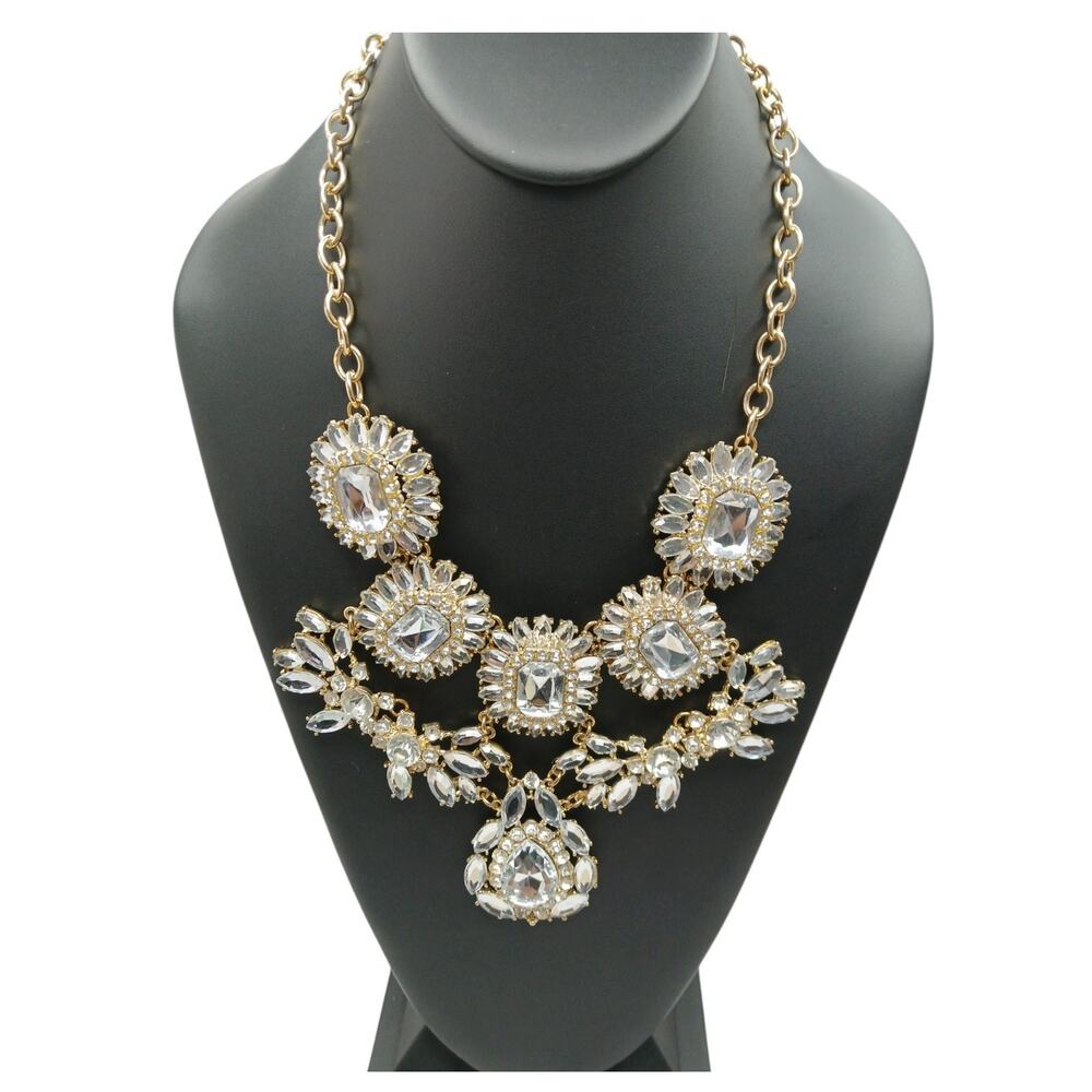 Cara Couture Gold Tone & Clear Rhinestone Statement Necklace 19–22" Adjustable